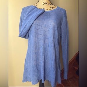 J Jill Blue Open Knit Tunic Top